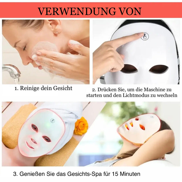 Kosmetikerinnen©️-7 Farben Licht LED Gesichts Hautpflege Maske Hals Haut Verjüngung Behandlung Schönheit Anti Akne Therapie Bleaching™️